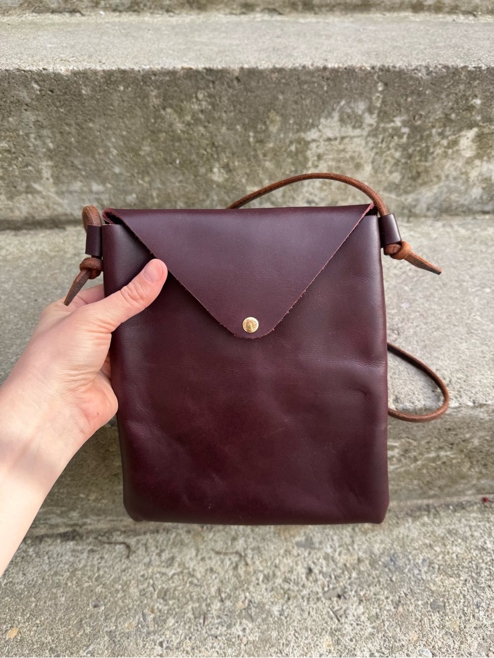 Leather Envelope Crossbody Bag in Deep Burgundy